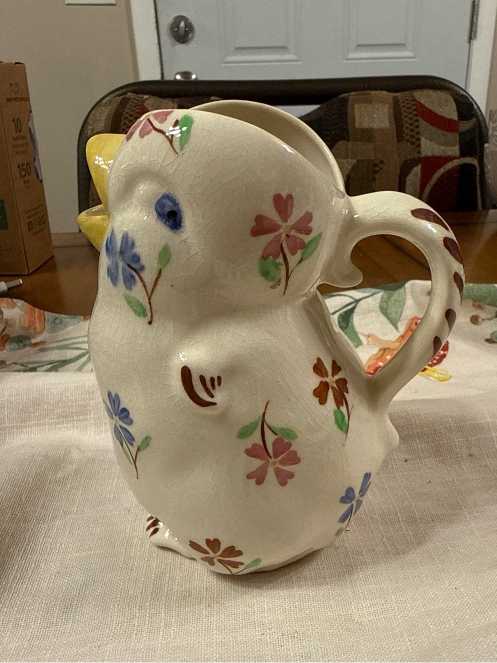 Vintage Blue Ridge Pottery Hand Painted Chick Creamer, Irwin, Tennessee 1940's